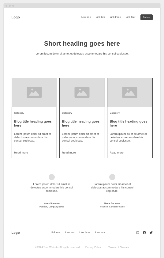 projects page wireframe