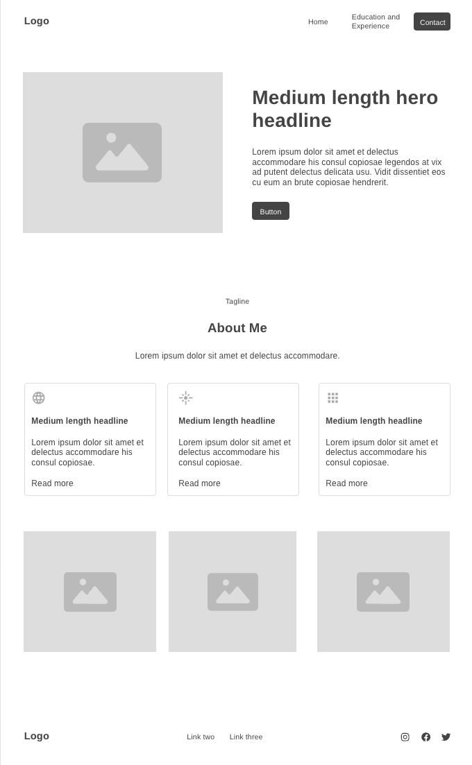 home page wireframe